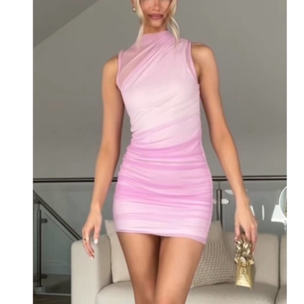 ZARA Draped Tulle Mini Dress Semi-Sheer Sleeveless